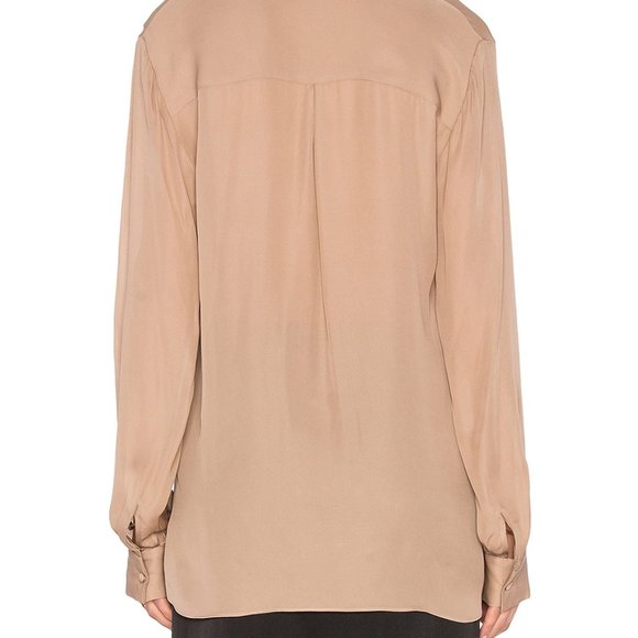L'AGENCE Rita Drape-Front Faux-Wrap Silk Blouse NUDE - Picture 5 of 13